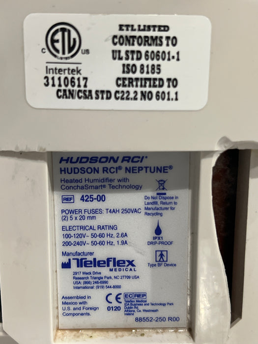 Teleflex Medical Hudson RCI Neptune Heated Humidifier