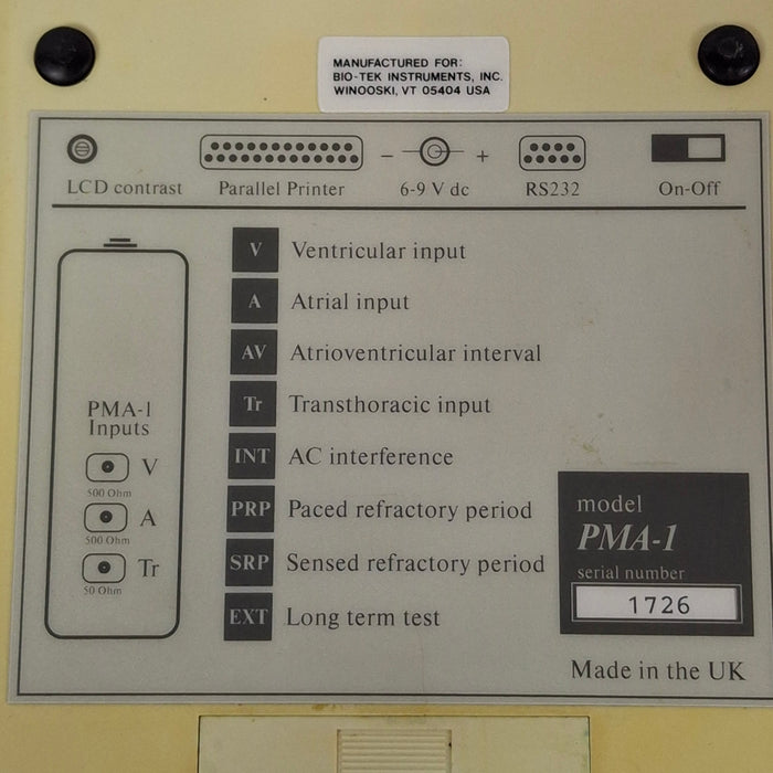 Bio-Tek Instruments PMA-1 Defib Analyzer