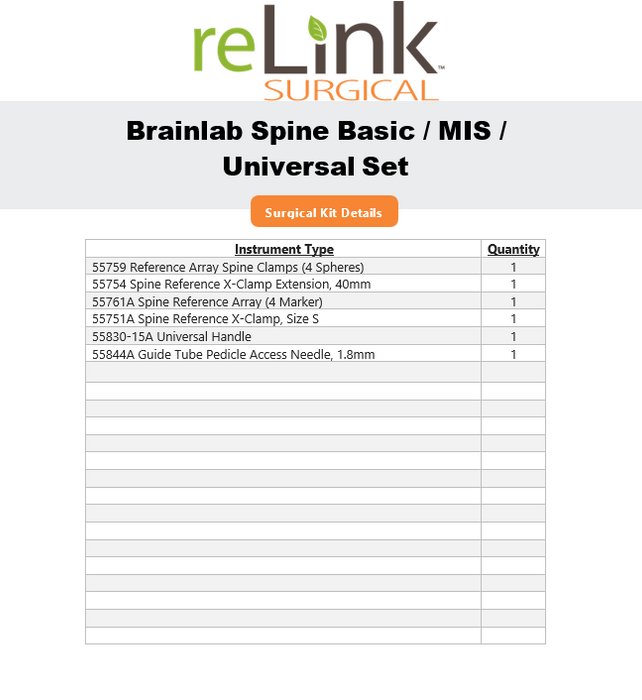 Brainlab, Inc. Spine Basic / MIS / Universal Set