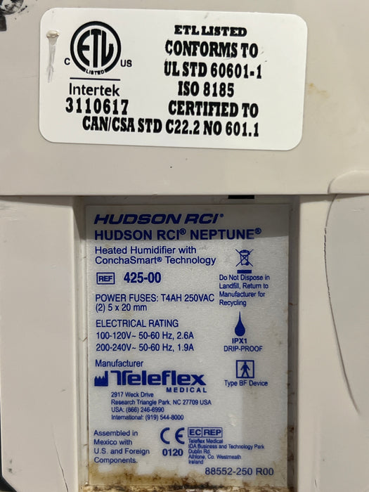 Teleflex Medical Hudson RCI Neptune Heated Humidifier