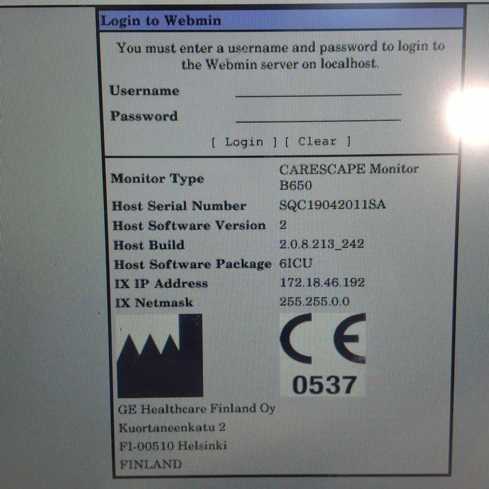 GE Healthcare Carescape B650 Critical Care Patient Monitor