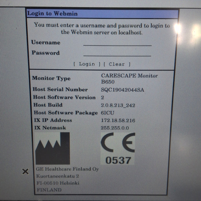 GE Healthcare Carescape B650 Critical Care Patient Monitor