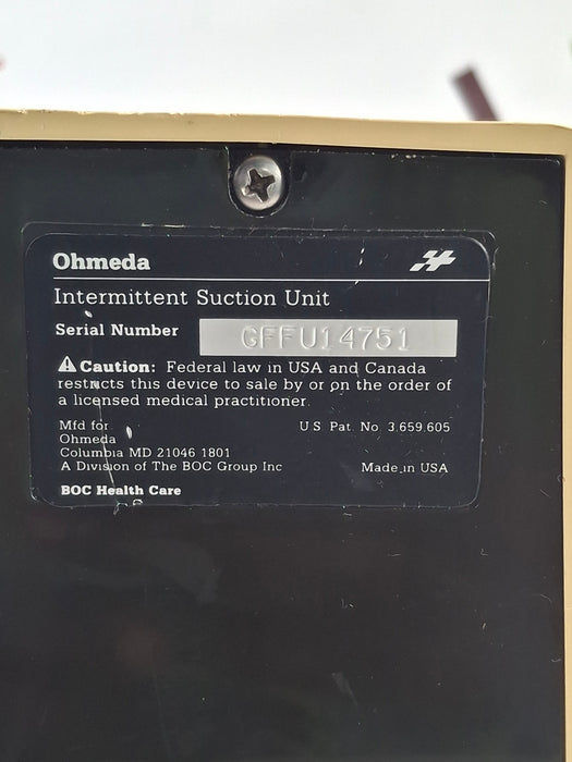 Ohmeda Medical 200 Intermittent Suction Unit