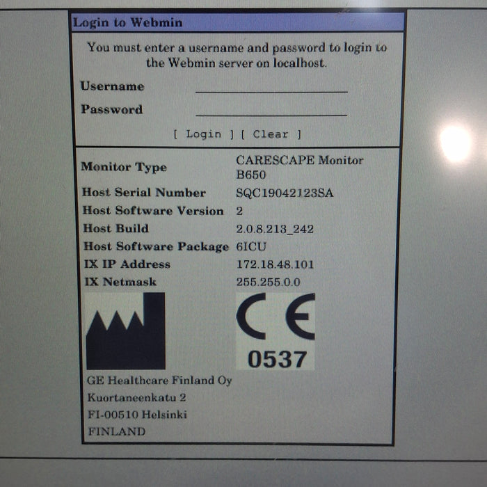 GE Healthcare Carescape B650 Critical Care Patient Monitor