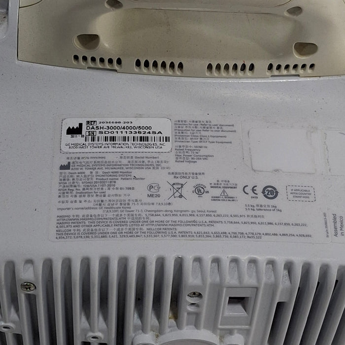 GE Healthcare Dash 4000 - Masimo SpO2 Patient Monitor