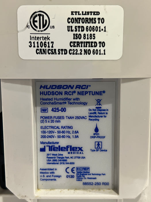 Teleflex Medical Hudson RCI Neptune Heated Humidifier