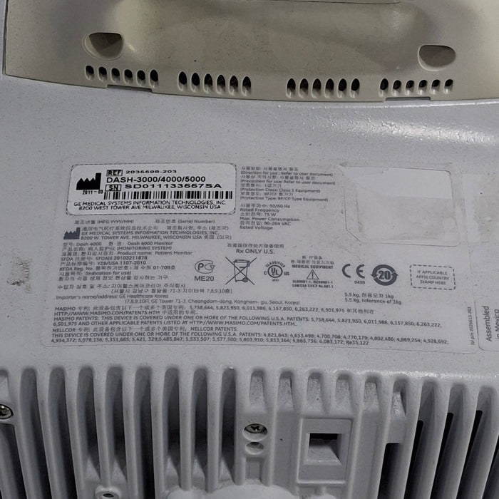 GE Healthcare Dash 4000 - Masimo SpO2 Patient Monitor