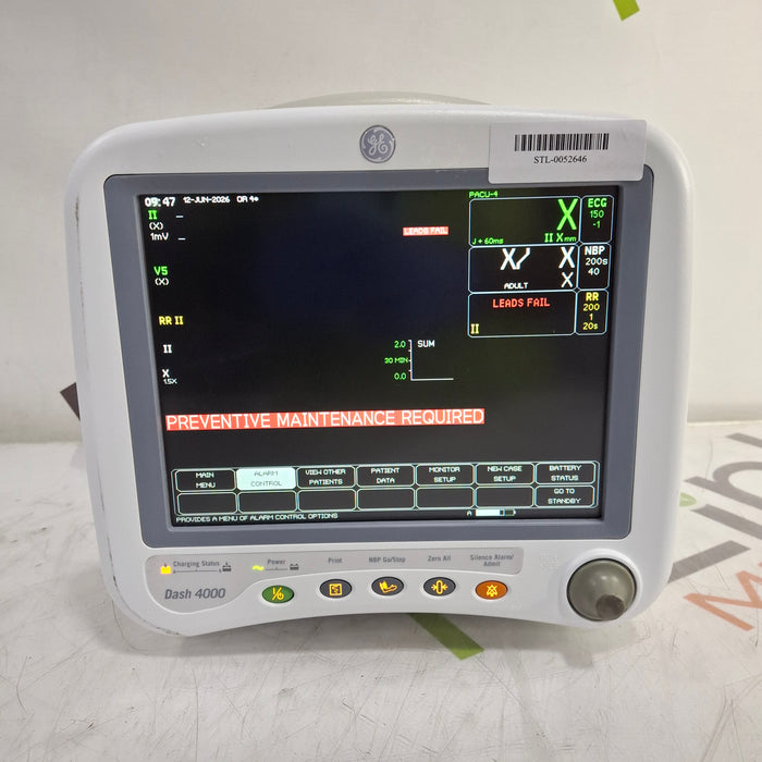 GE Healthcare Dash 4000 - GE/Nellcor SpO2 Patient Monitor