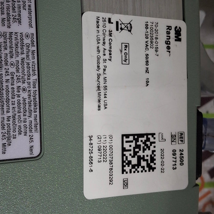 3M Ranger Model 245 Fluid Warming Unit