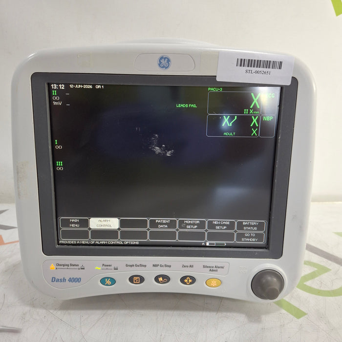 GE Healthcare Dash 4000 Display Screen