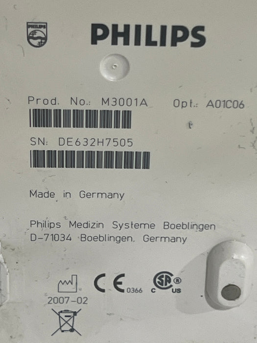 Philips M3001A-A01C06 Fast SpO2, NIBP, ECG, Temp, IBP MMS Module