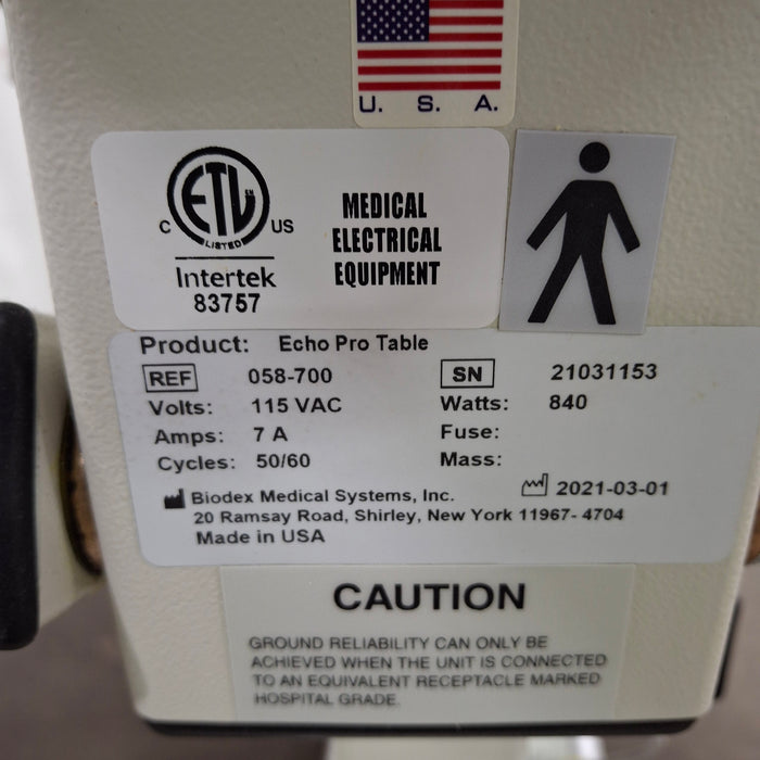 Biodex 058-700 Echo Pro Table
