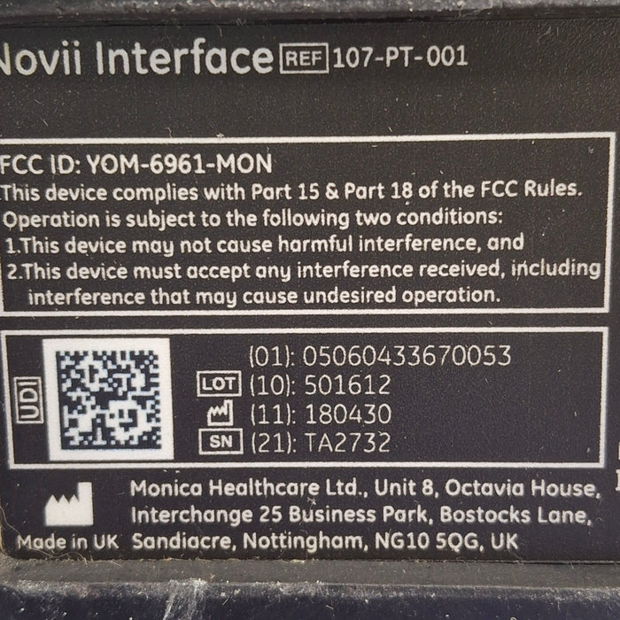 Monica Healthcare Limited 107-PT-001 Fetal Monitor