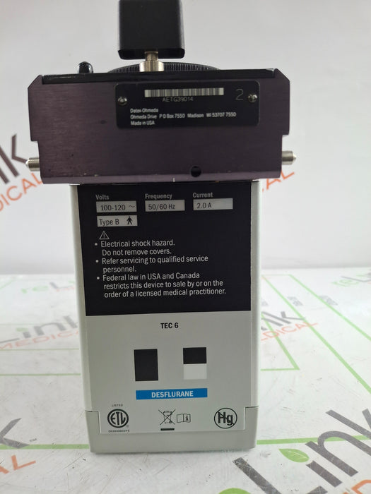 Datex-Ohmeda Tec 6 Plus Desflurane Vaporizer