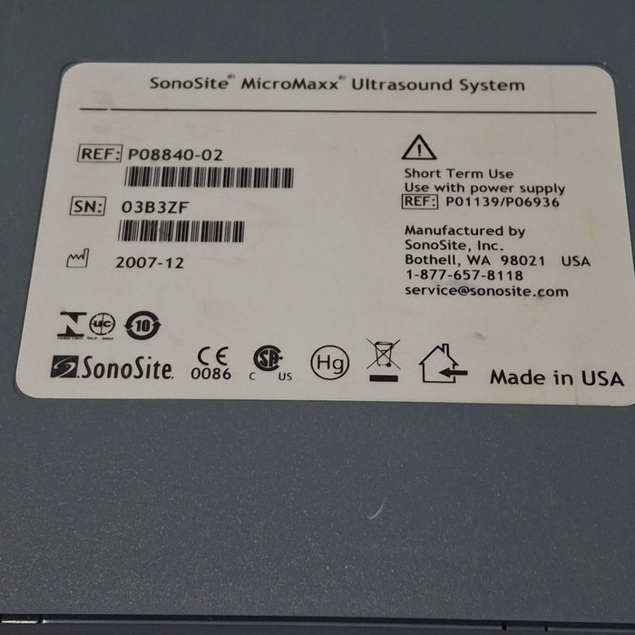 Sonosite Micromaxx Portable Ultrasound