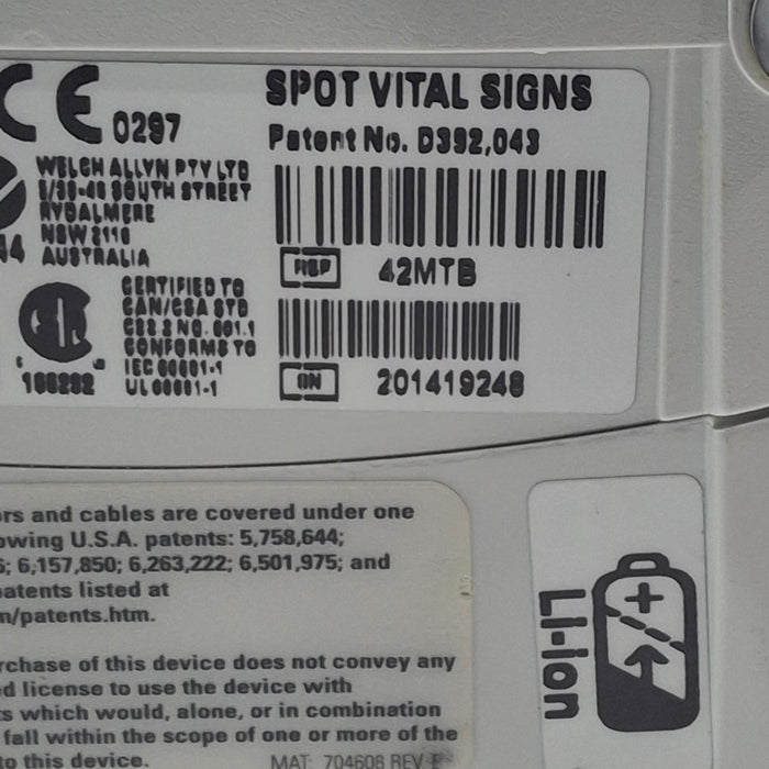 Welch Allyn Spot 420 - NIBP, Temp, Masimo SpO2 Vital Signs Monitor