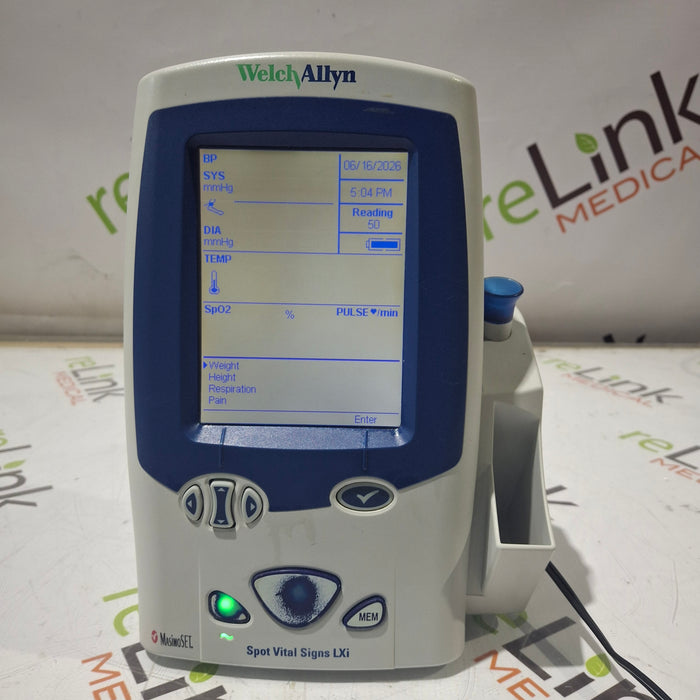 Welch Allyn Spot LXi - NIBP, SureTemp Plus, Masimo SpO2 Vital Signs Monitor