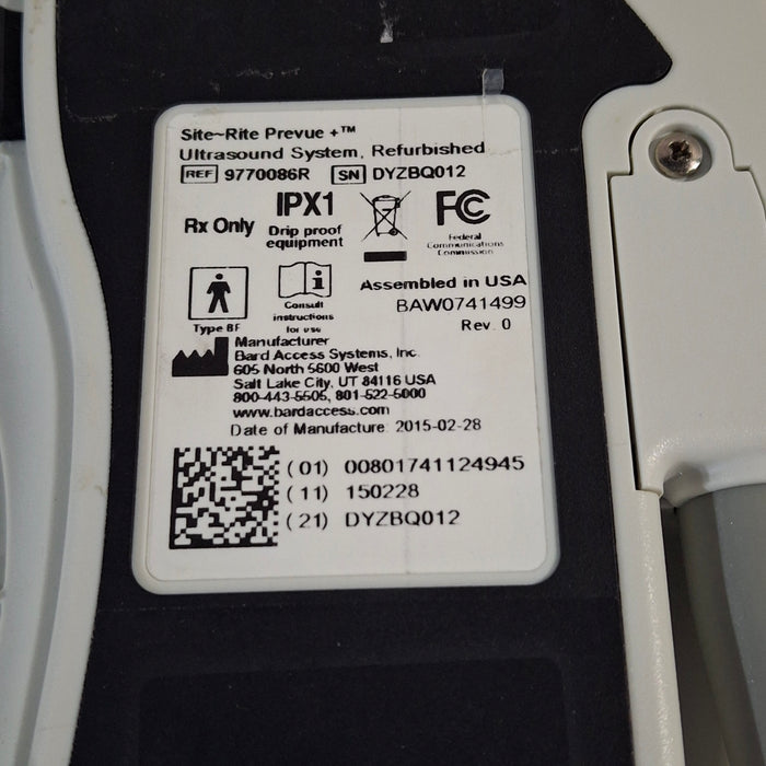 Bard Medical Site Rite Prevue+ Portable Ultrasound