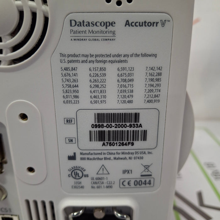 Mindray Datascope Accutorr V Vital Signs Monitor
