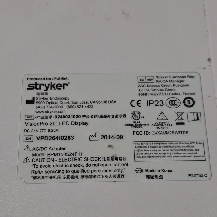 Stryker VisionPro 26" LED Display Monitor