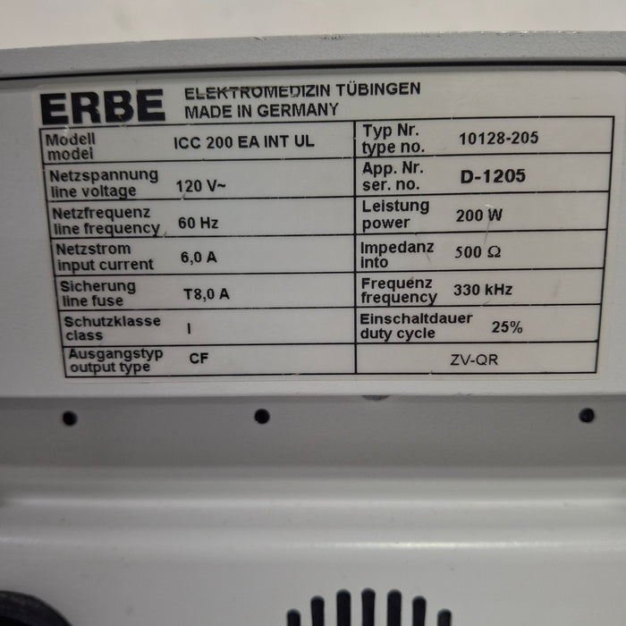 Erbe ICC 200 Electrosurgical Unit