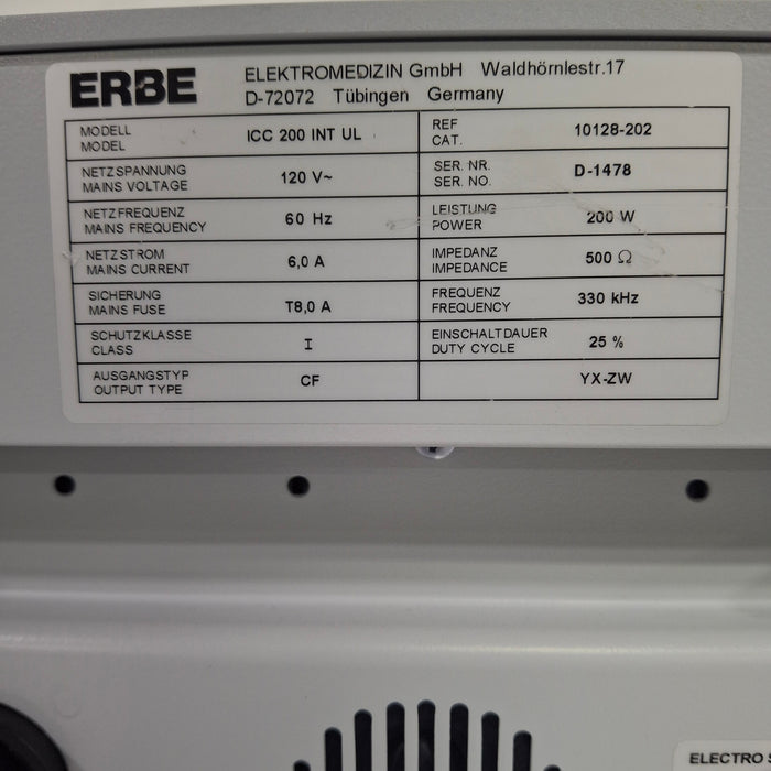 Erbe ICC 200 Electrosurgical Unit