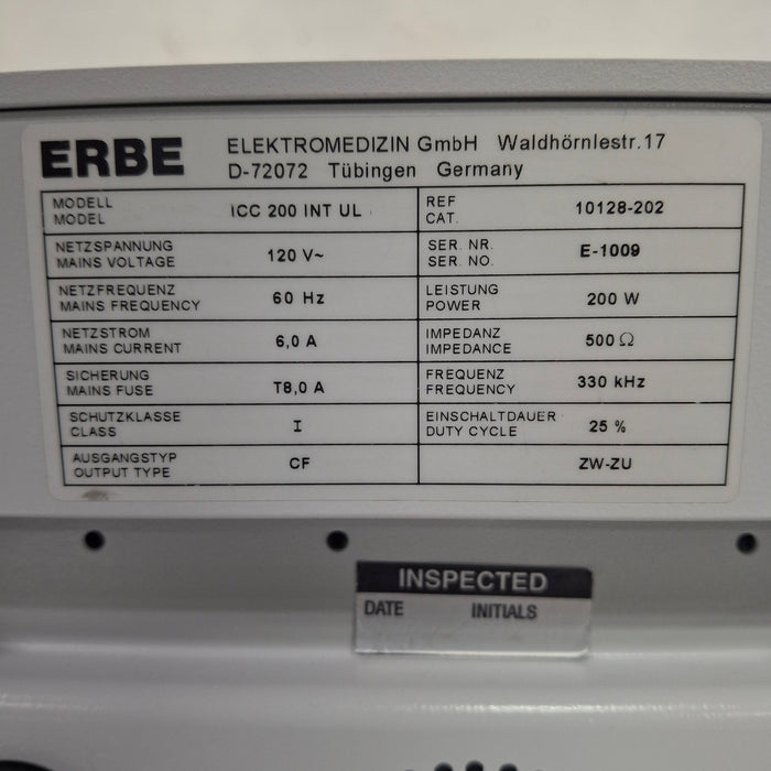 Erbe ICC 200 Electrosurgical Unit
