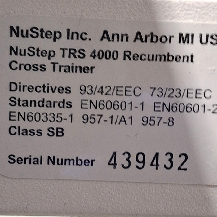 NuStep, Inc. TRS 4000 Recumbent Cross Trainer