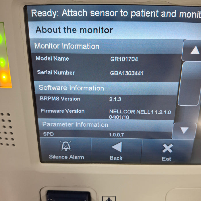 Covidien GR101704 Bedside Respiratory Patient Monitoring System