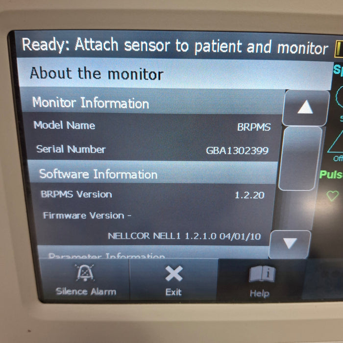 Covidien GR101704 Bedside Respiratory Patient Monitoring System