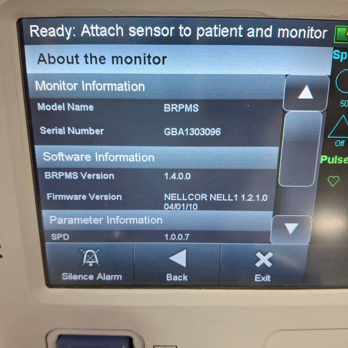 Covidien GR101704 Bedside Respiratory Patient Monitoring System