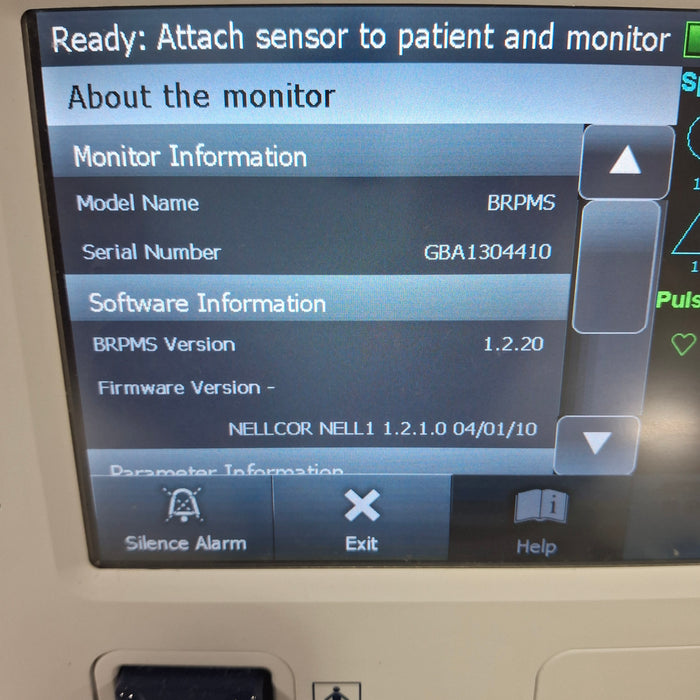 Covidien GR101704 Bedside Respiratory Patient Monitoring System