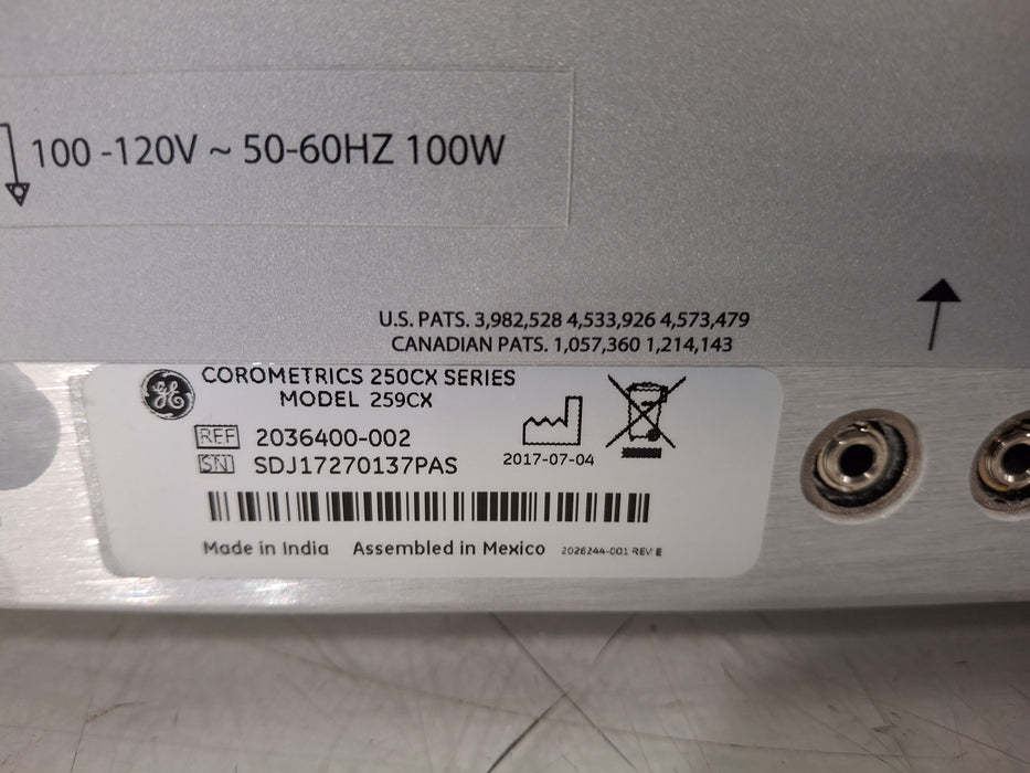 GE Healthcare Corometrics 250cx Series Model 259cx Fetal Monitor