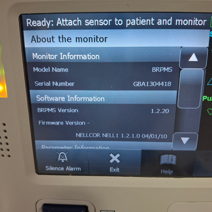 Covidien GR101704 Bedside Respiratory Patient Monitoring System