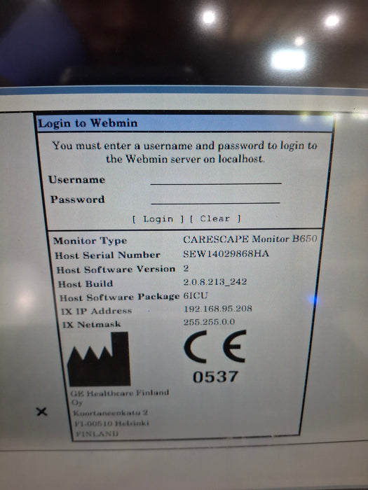 GE Healthcare Carescape B650 Critical Care Patient Monitor