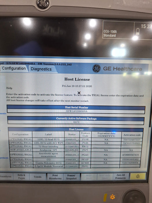 GE Healthcare Carescape B650 Critical Care Patient Monitor