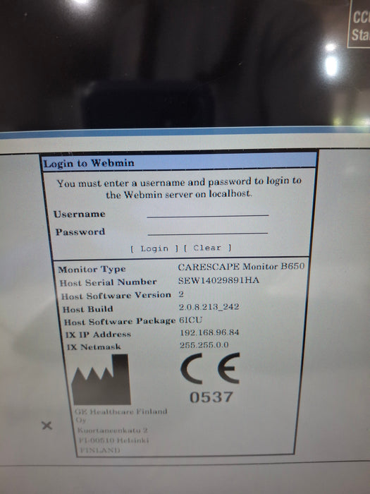 GE Healthcare Carescape B650 Critical Care Patient Monitor