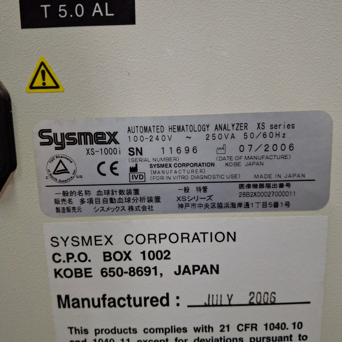 Sysmex XS-1000i Automated Hematology Analyzer