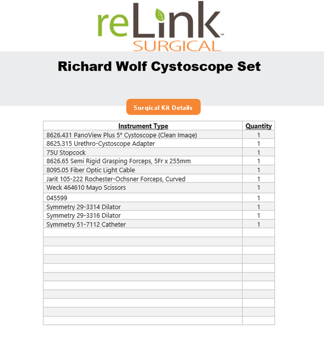 Richard Wolf 8626.431 5° Cystoscope Set