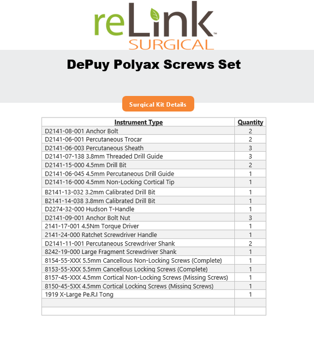 DePuy Polyax Screws Set