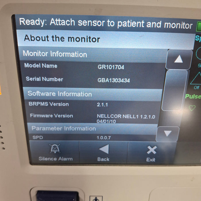 Covidien GR101704 Bedside Respiratory Patient Monitoring System
