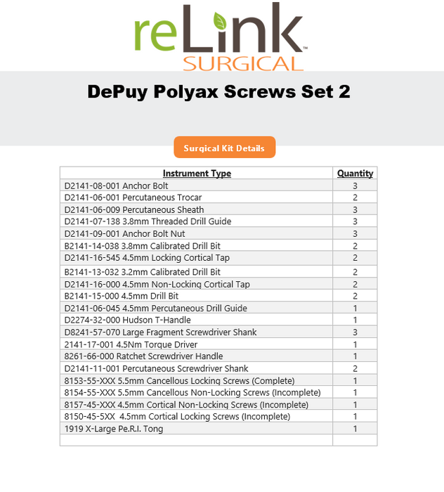 DePuy Polyax Screws Set