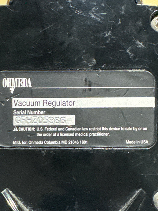 Ohmeda Medical Vacuum Regulator
