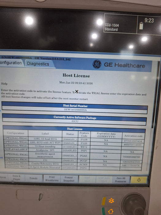 GE Healthcare Carescape B650 Critical Care Patient Monitor