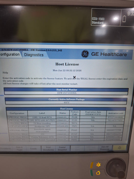 GE Healthcare Carescape B650 Critical Care Patient Monitor