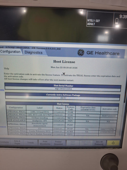 GE Healthcare Carescape B650 Critical Care Patient Monitor