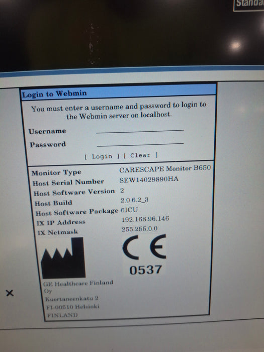 GE Healthcare Carescape B650 Critical Care Patient Monitor