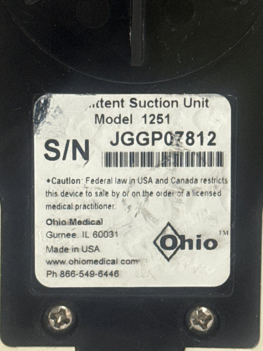 Ohio Medical Corporation 1251 Suction Regulator