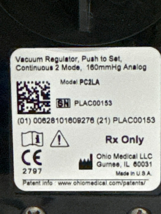 Ohio Medical Corporation Push to Set Vacuum Regulator