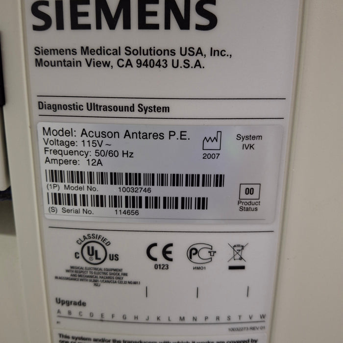 Siemens Acuson Antares P.E. Ultrasound